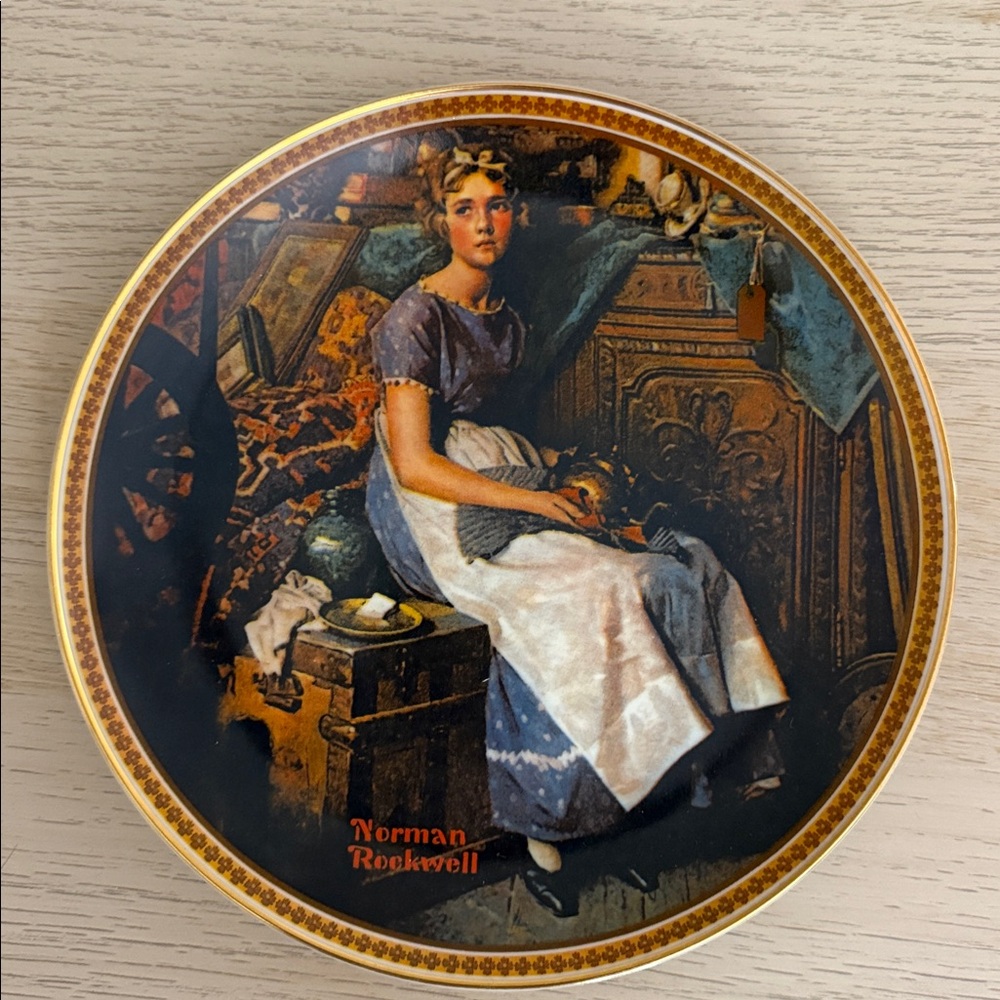 Vintage Norman Rockwell Collectible Plate: Dreaming In The Attic,